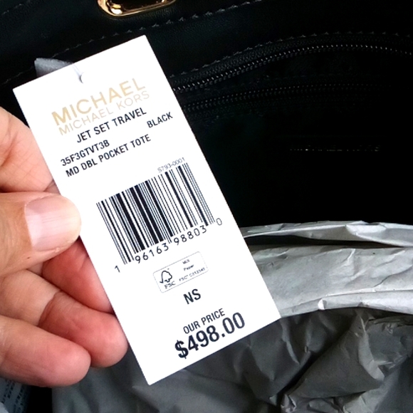 M. Kors Jet Set Travel double pocket tote bulk pebble leather & gold brass hardw - Picture 4 of 9